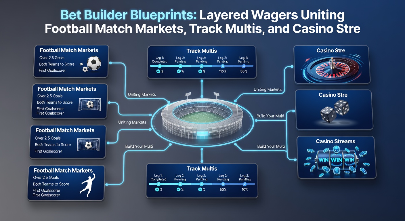 Close-up of a bet slip blueprint showing interconnected soccer bets, horse racing multis, and casino streak progressions on a mobile screen
