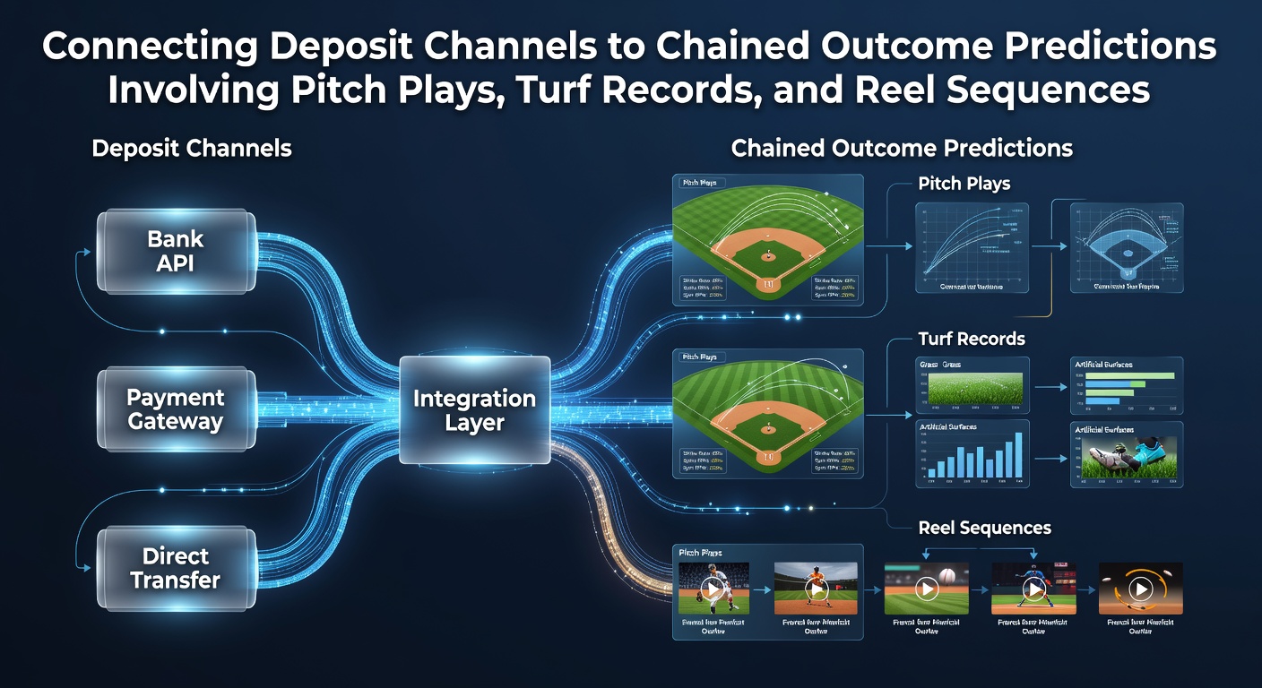 Visual representation of deposit channels linking to soccer pitch predictions, horse racing turf records, and slot reel sequences in a betting interface