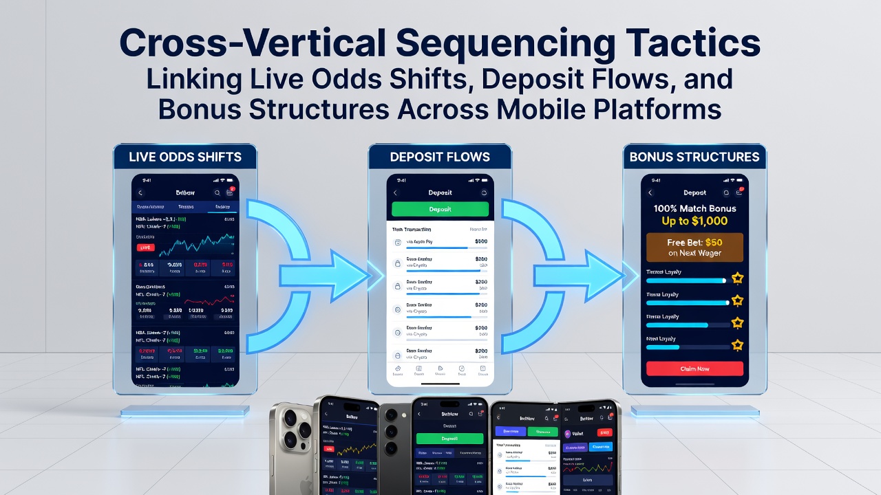 Mobile betting interface showing live odds updates alongside deposit and bonus tracking tools