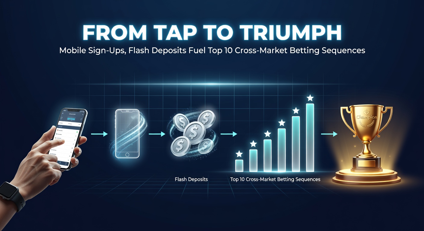 Infographic illustrating top cross-market betting sequences from soccer to racing and casino, with mobile deposit icons