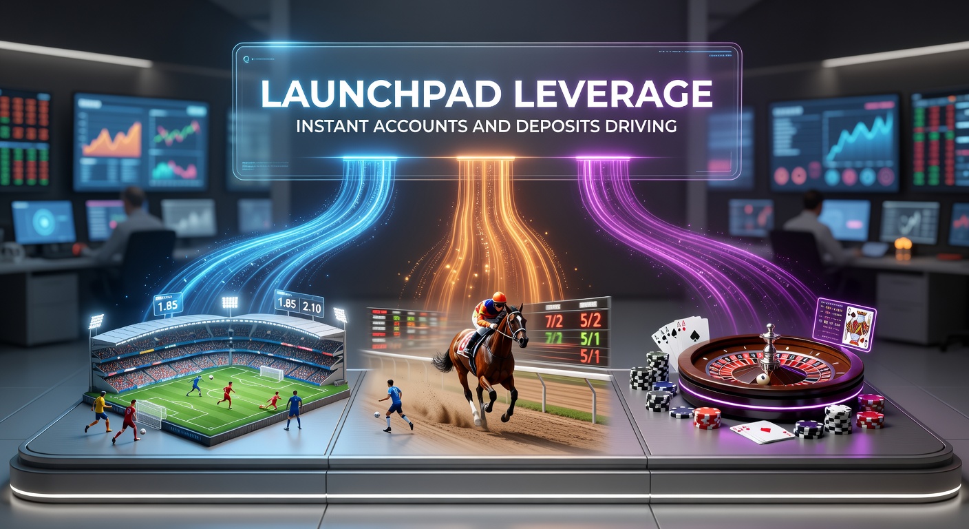 Digital interface showing rapid account creation and deposit confirmation on a betting platform, highlighting speed in soccer live odds, horse racing forms, and casino game sequences