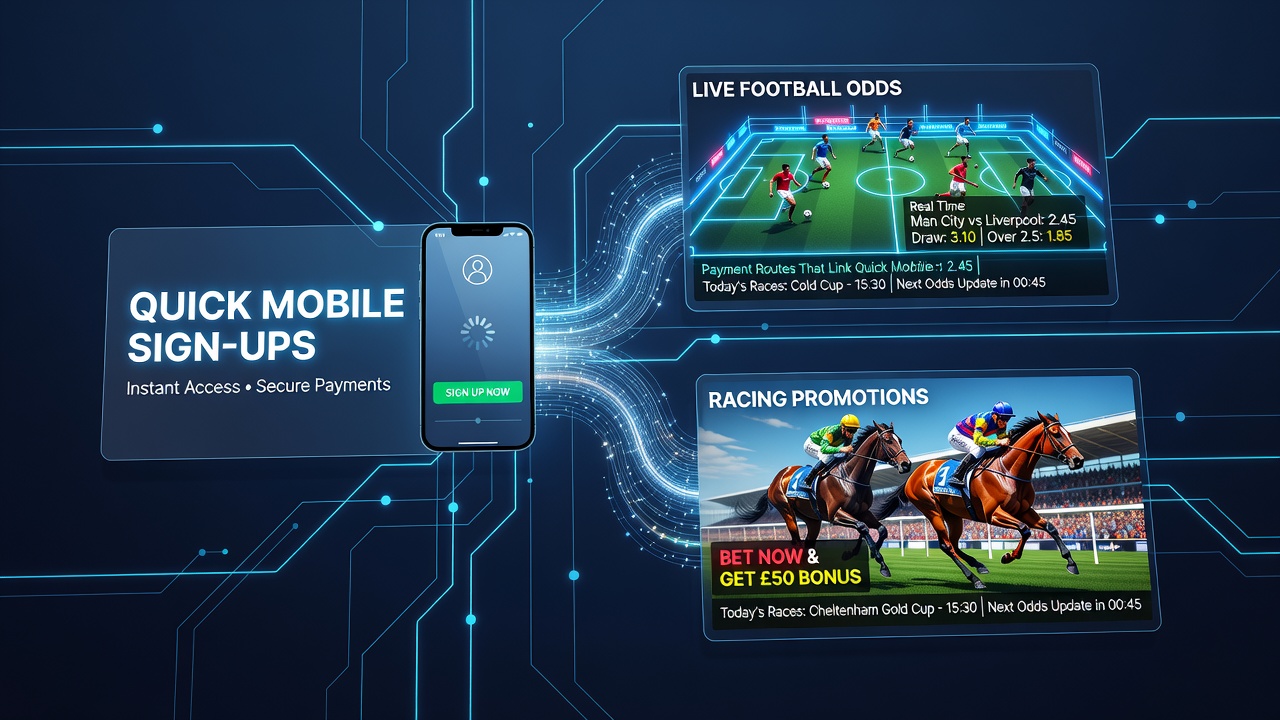 Racing promotion dashboard on mobile with live odds and instant deposit confirmation