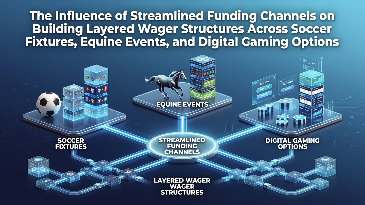Illustration of seamless funding channels connecting soccer, horse racing, and digital gaming platforms for layered wagers