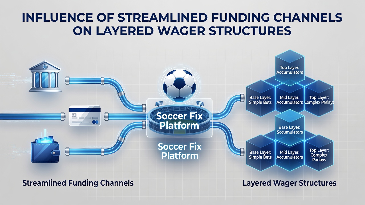 Visual representation of layered wager structures linking soccer, equine, and casino gaming through rapid funding pathways